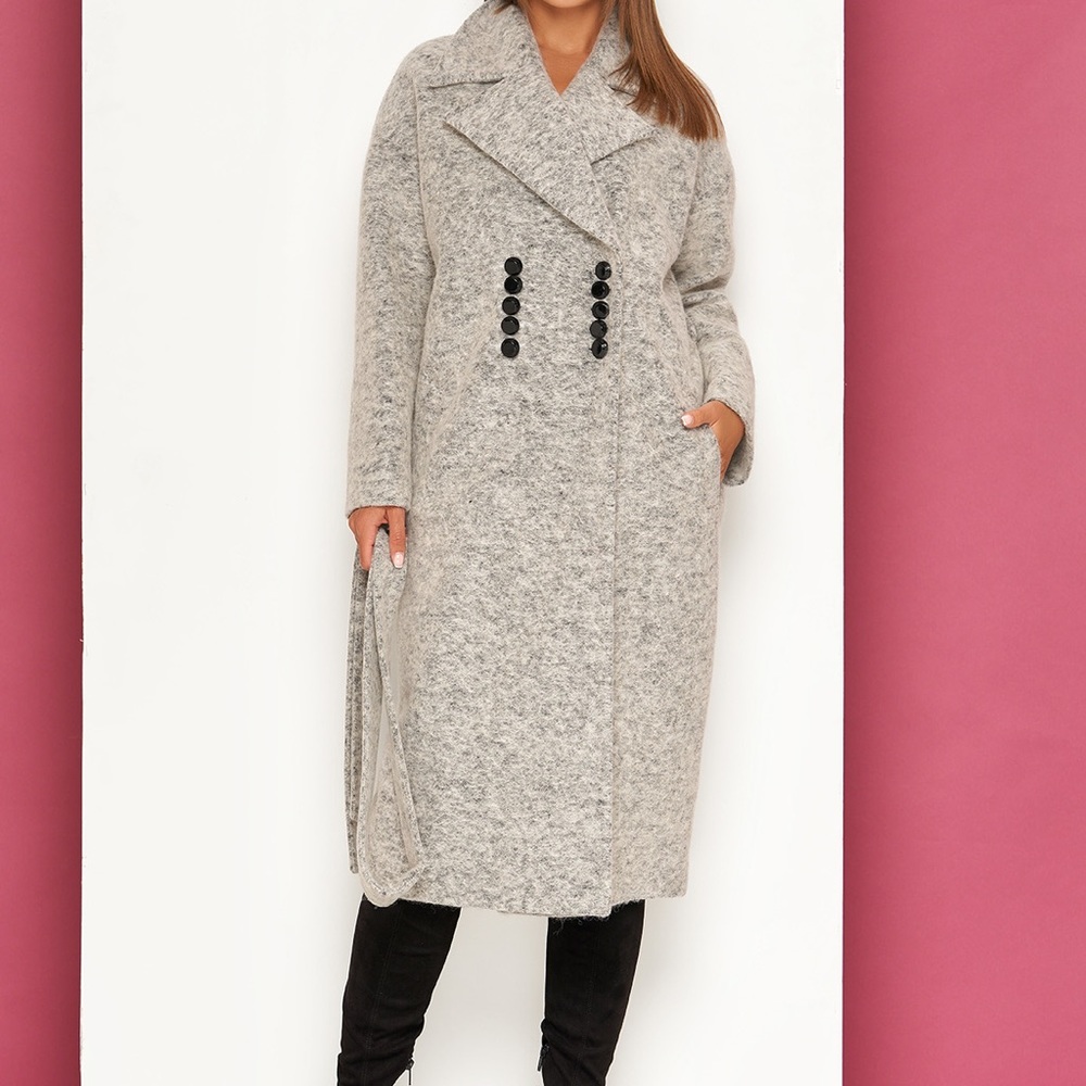 100% gray wool double breasted women’s coat brand new made in Europe size medium